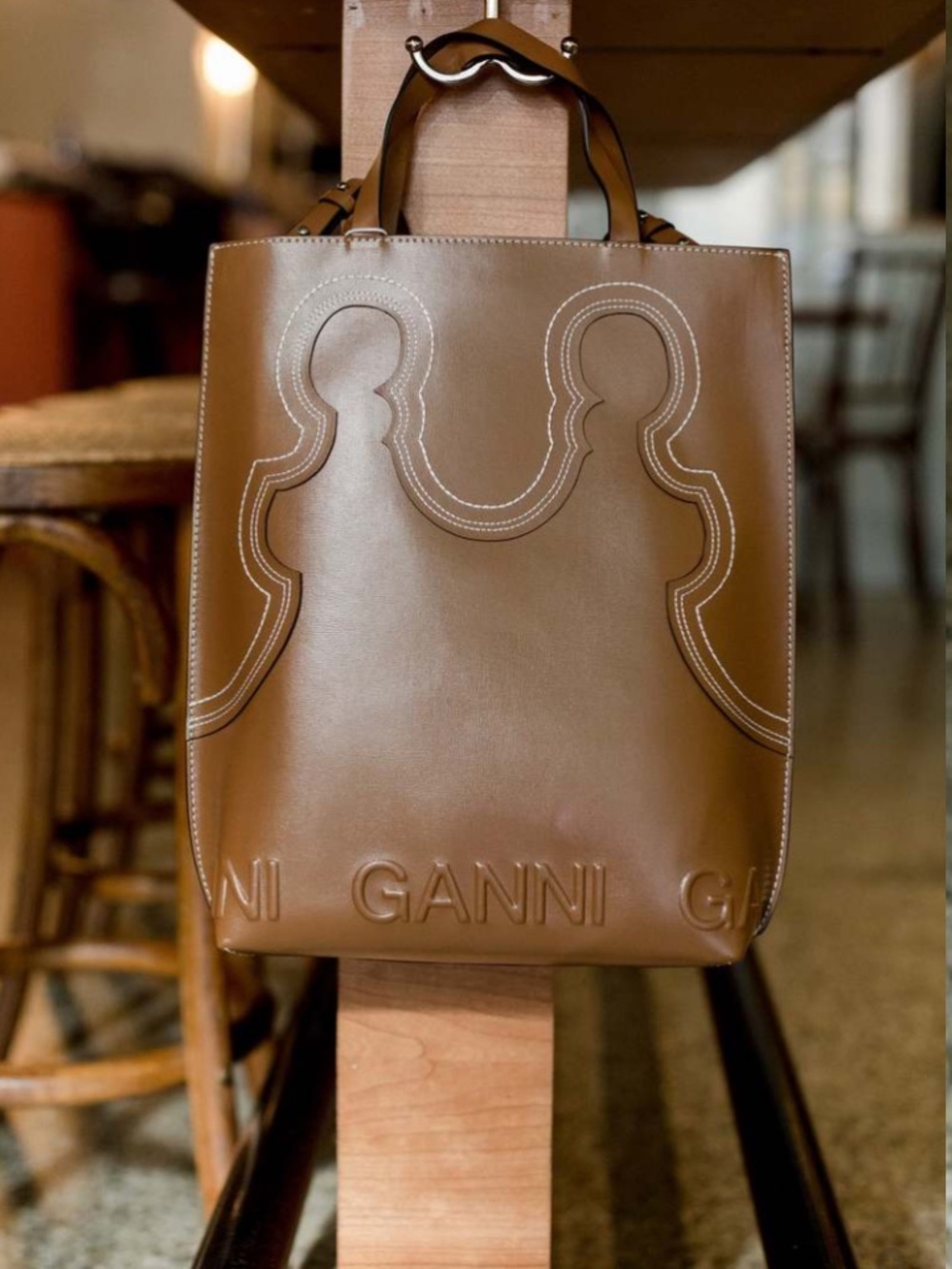 Ganni Leather Western Style Tote
